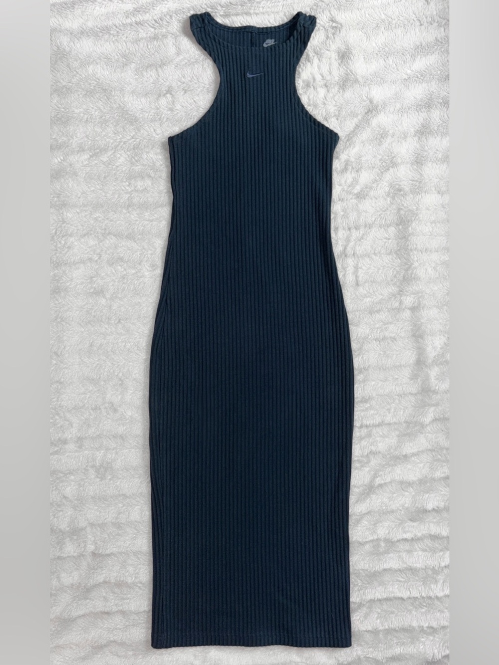Nike Chill Rib Sleeveless Midi Dress Size XS Navy Athleisure Sundress